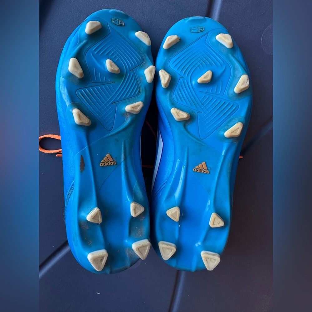 Adidas Outdoor Soccer Cleats Shoes Boys Solar Blue F10 TRX US 1 Orange Kids - Picture 8 of 9